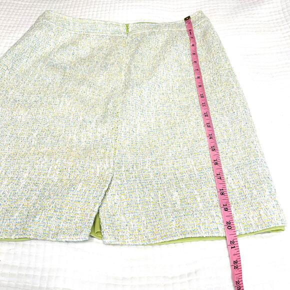 Halogen Bouclé style tweed Skirt Straight Knee-Length Green Check Pattern Size 6 - Picture 2 of 6